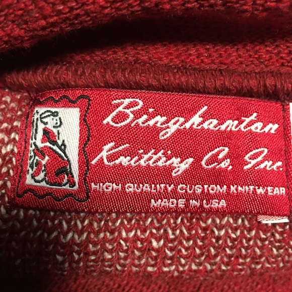 VTG Xmas Santa Sweater Binghamton Knitting Co Inc Made in USA Red XL NWOT - Picture 6 of 12